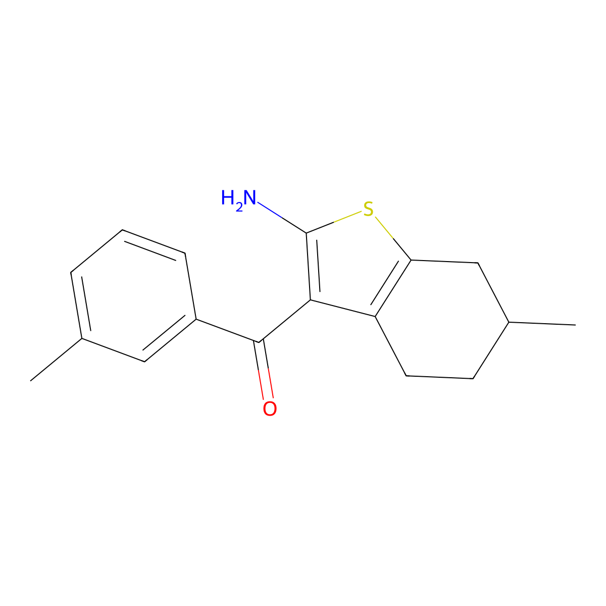 6-Methyl-3-(3-methylbenzoyl)-4,5,6,7-tetrahydro-1-benzothiophen-2-amine molecular structure, CAS 796067-54-4