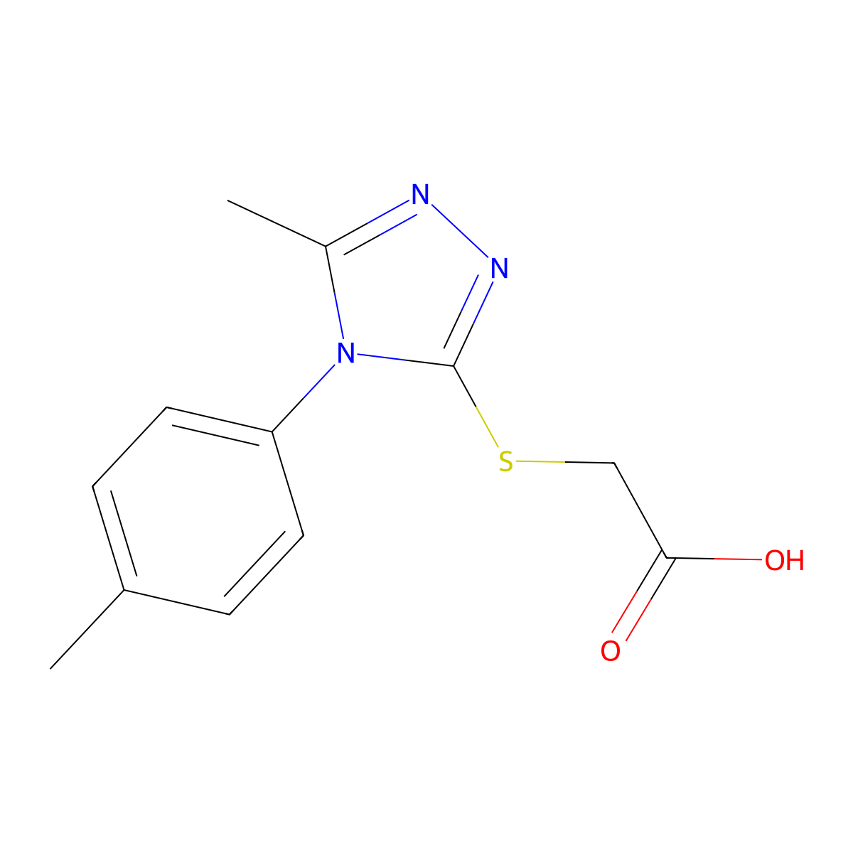 2-((5-methyl-4-(4-methylphenyl)-4H-1,2,4-triazol-3-yl)sulfanyl)acetic acid molecular structure, CAS 796067-59-9