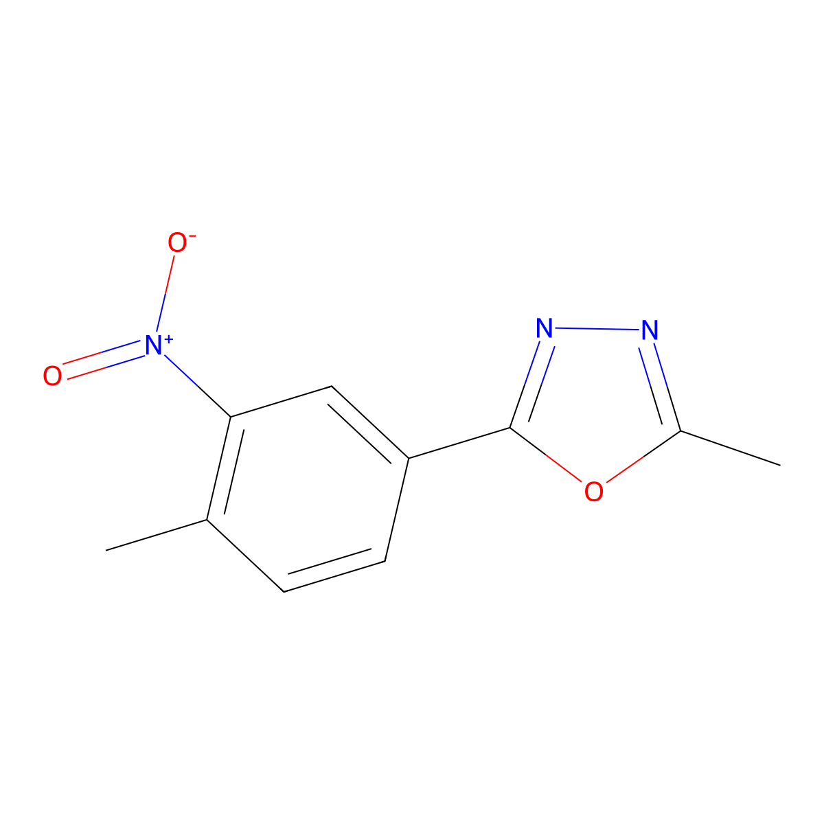 2-Methyl-5-(4-methyl-3-nitrophenyl)-1,3,4-oxadiazole molecular structure, CAS 796070-74-1