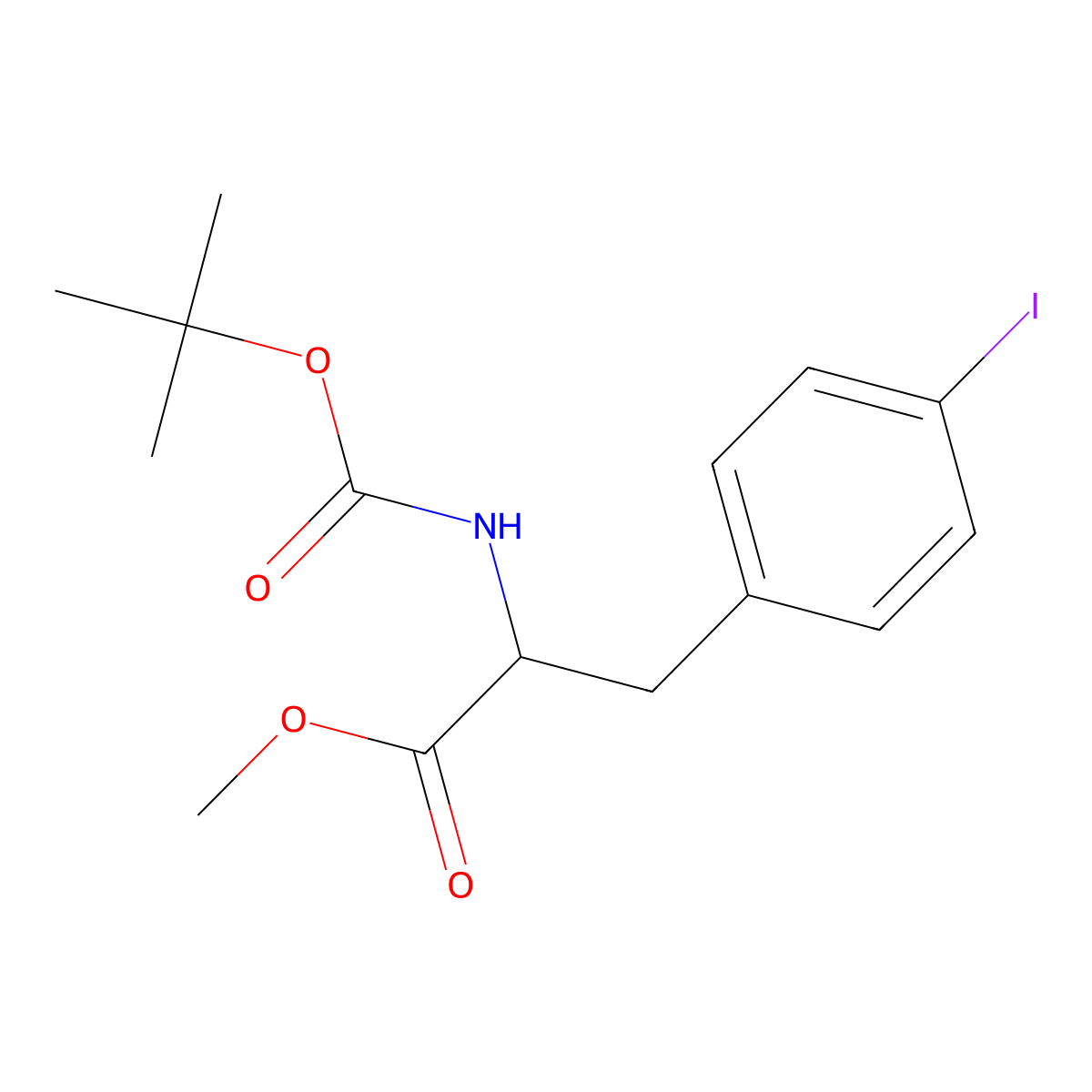 (+-)-(R/S)-2-tert-Butoxycarbonylamino-3-(4-iodo-phenyl)-propionic acid methyl ester molecular structure, CAS 796072-33-8