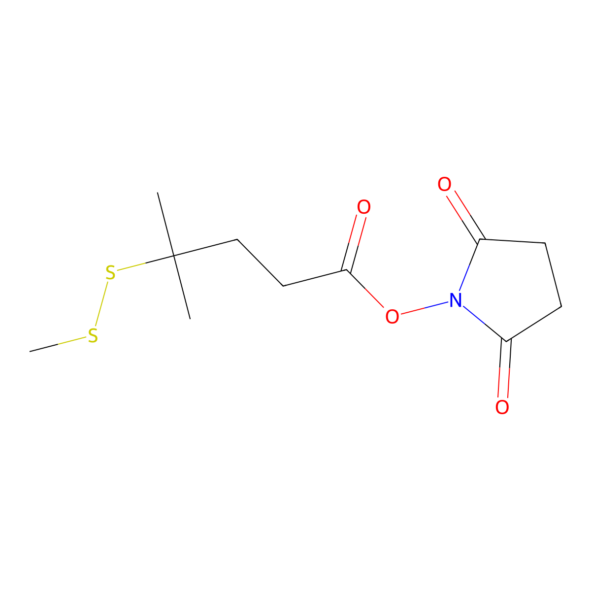 2,5-Dioxopyrrolidin-1-yl 4-methyl-4-(methyldisulfanyl)pentanoate molecular structure, CAS 796073-56-8