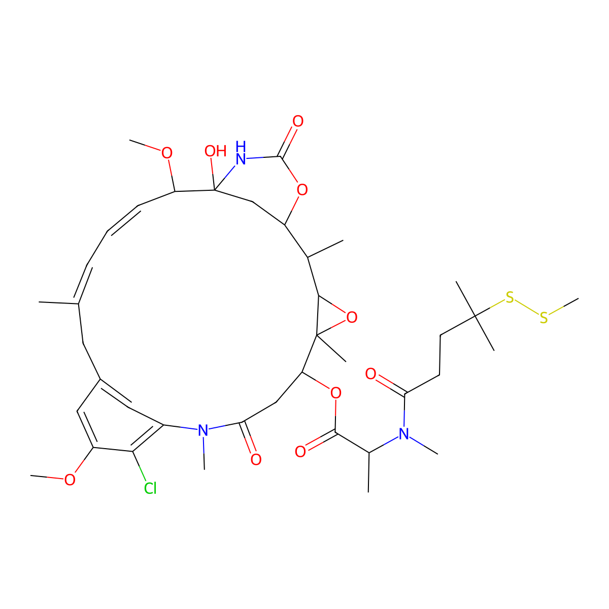 Maytansine, N2'-deacetyl-N2'-[4-methyl-4-(methyldithio)-1-oxopentyl]- molecular structure, CAS 796073-68-2