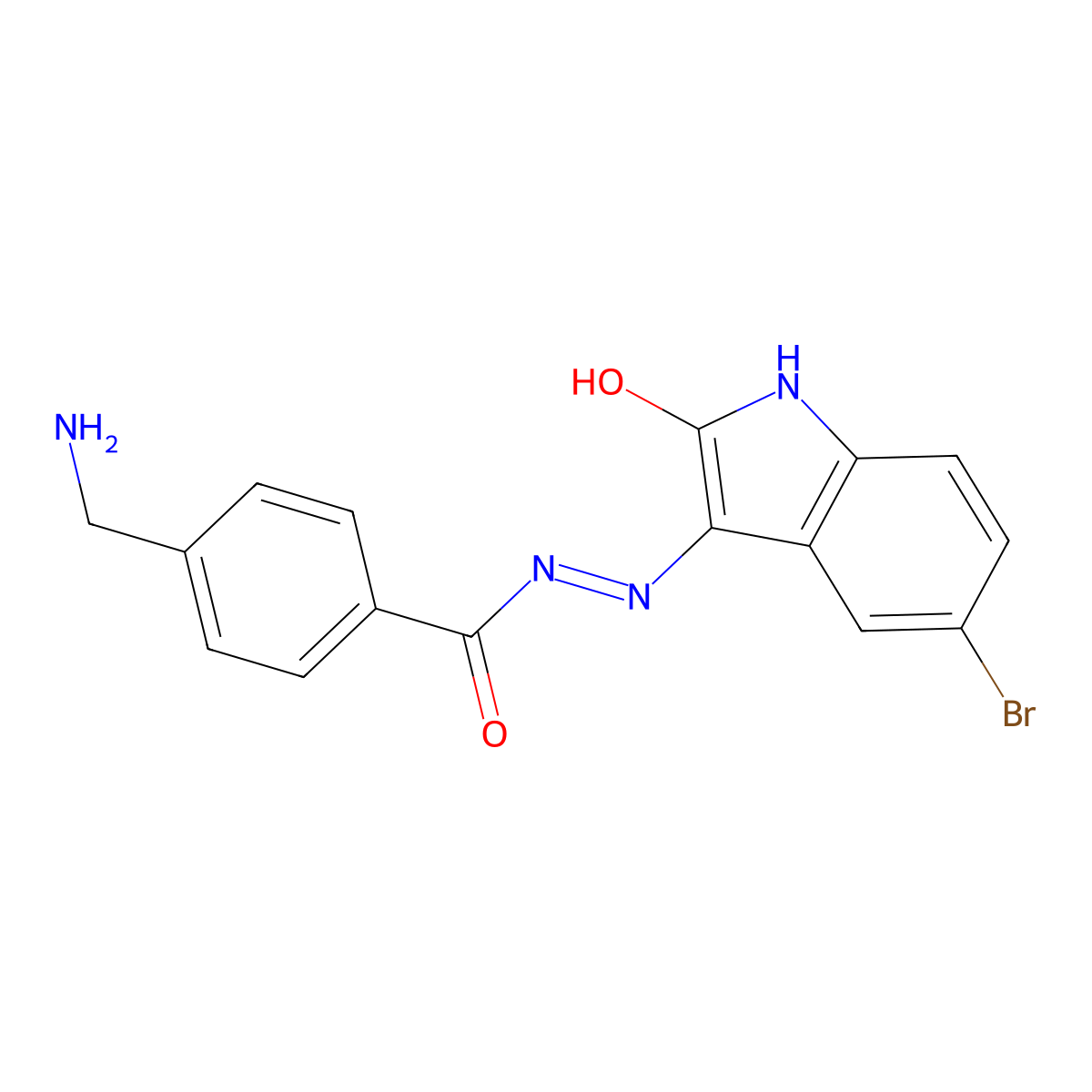 4-(Aminomethyl)-N'-[(3Z)-5-bromo-2-oxo-2,3-dihydro-1H-indol-3-ylidene]benzohydrazide molecular structure, CAS 796074-92-5