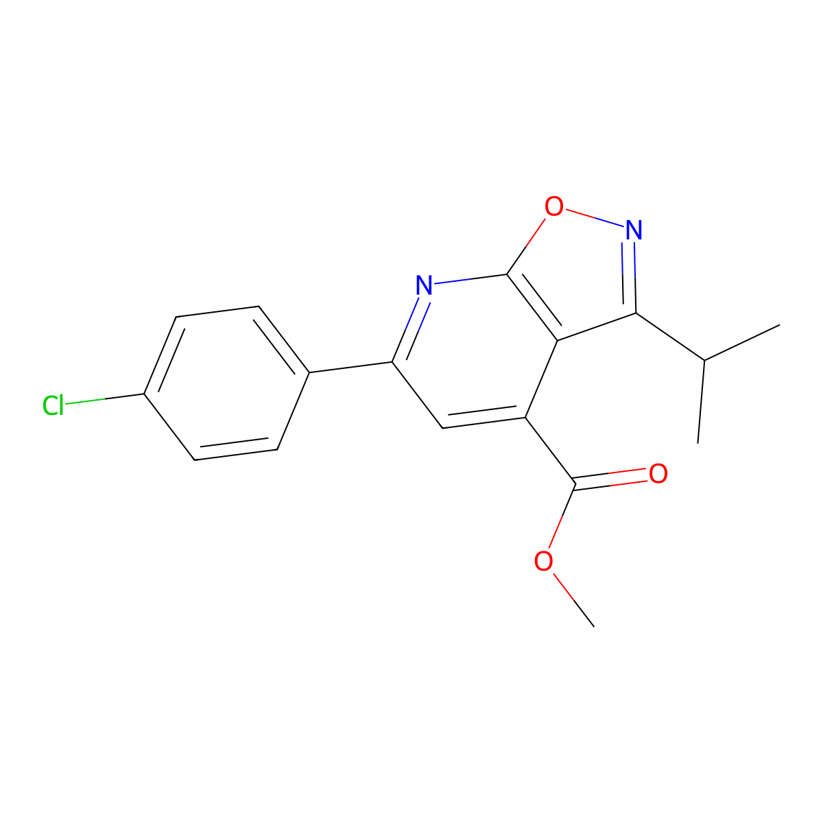Methyl 6-(4-chlorophenyl)-3-(propan-2-yl)[1,2]oxazolo[5,4-b]pyridine-4-carboxylate molecular structure, CAS 796077-98-0