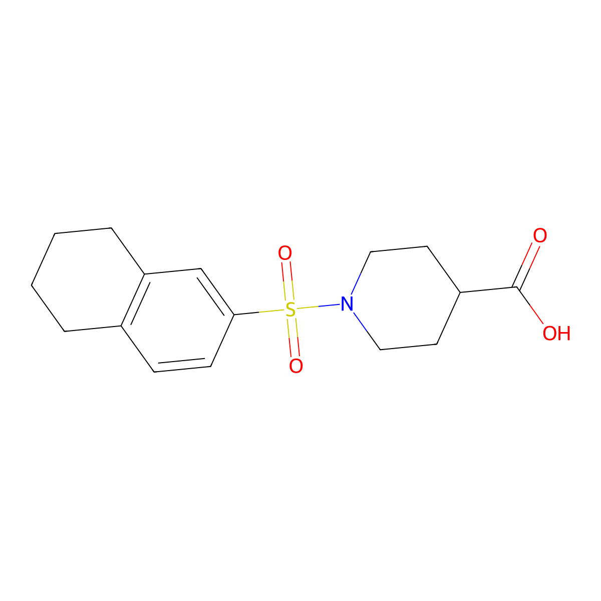 1-(5,6,7,8-Tetrahydronaphthalene-2-sulfonyl)piperidine-4-carboxylic acid molecular structure, CAS 796079-89-5