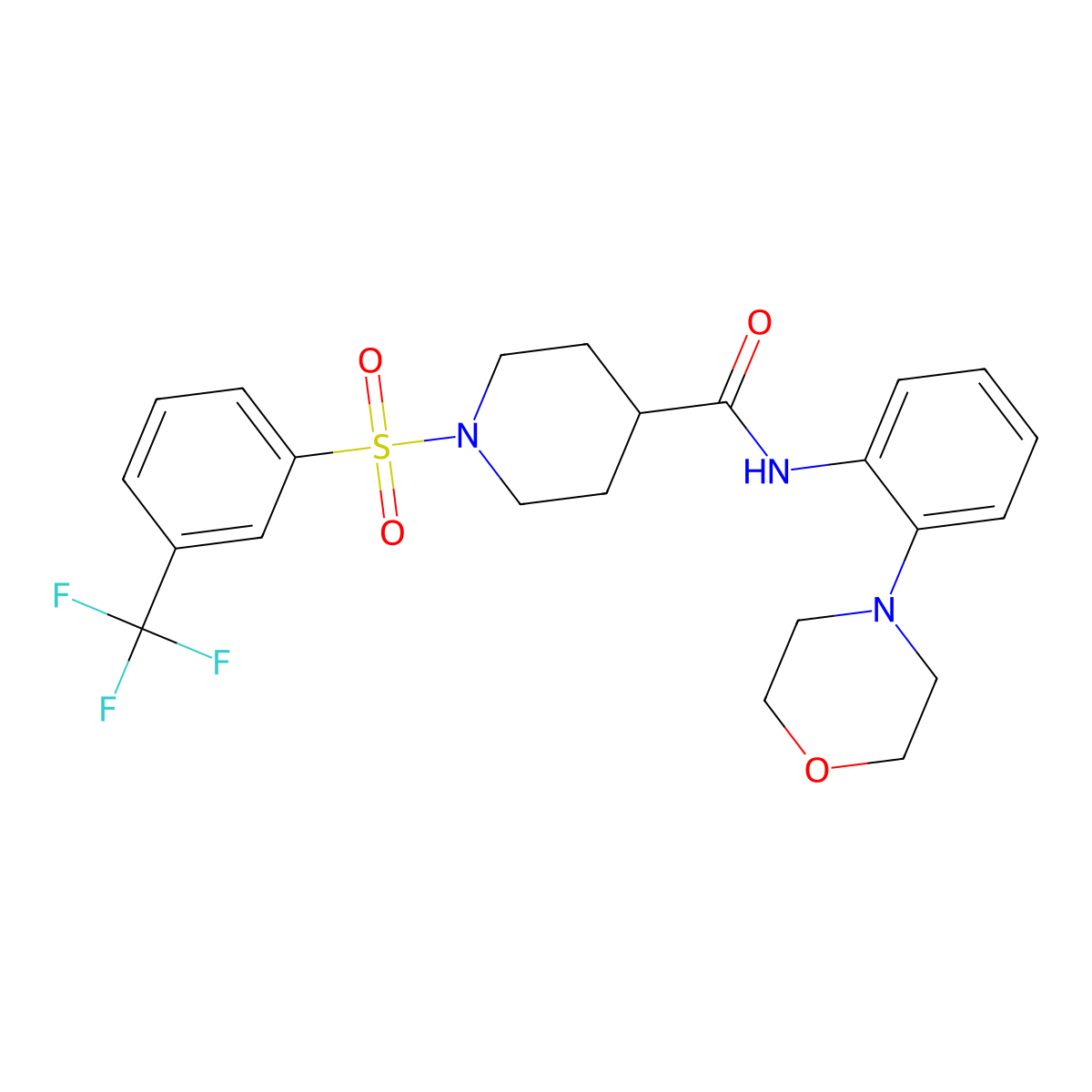 N-(2-Morpholinophenyl)-1-((3-(trifluoromethyl)phenyl)sulfonyl)piperidine-4-carboxamide molecular structure, CAS 796082-31-0