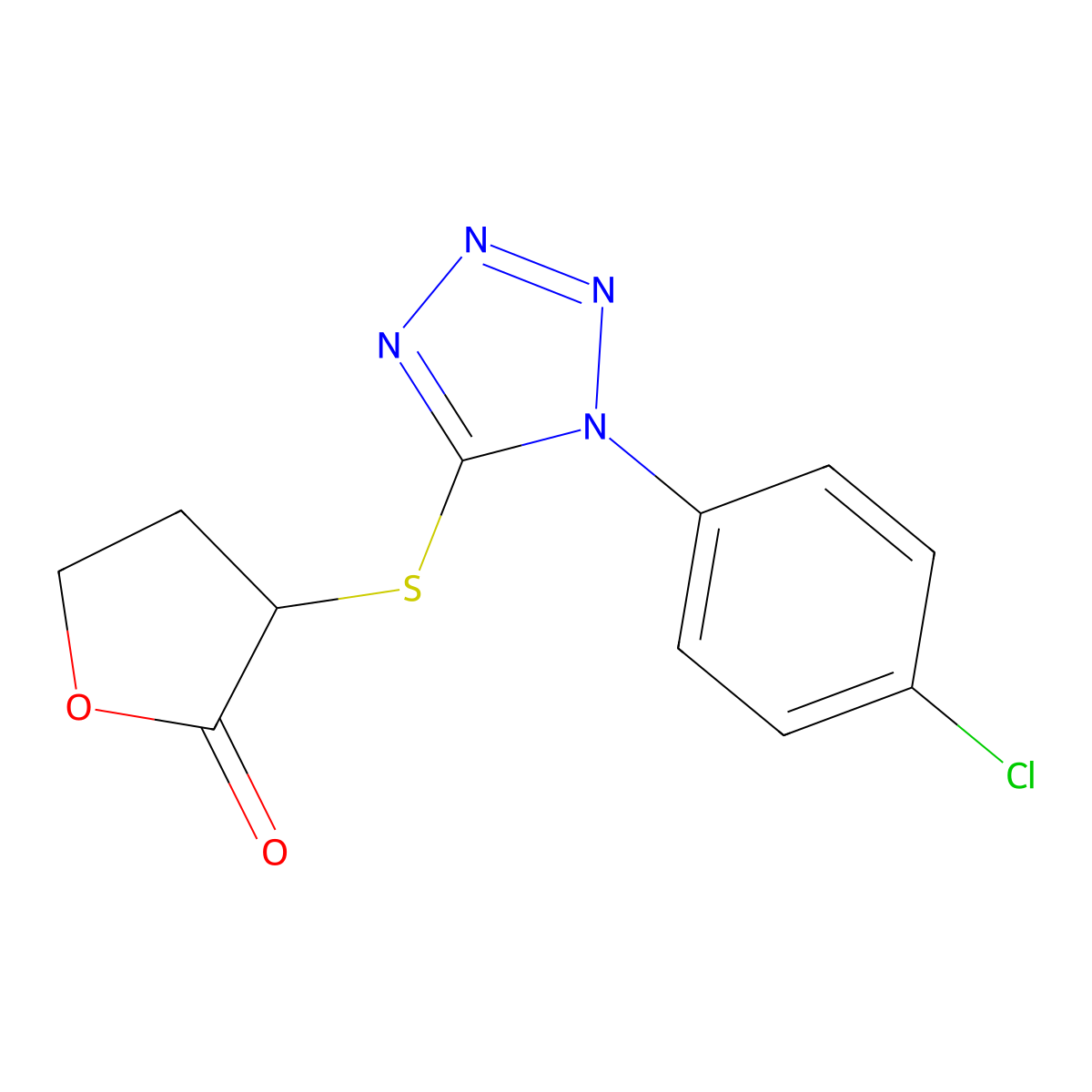 3-[1-(4-Chlorophenyl)tetrazol-5-yl]sulfanyloxolan-2-one molecular structure, CAS 796082-84-3