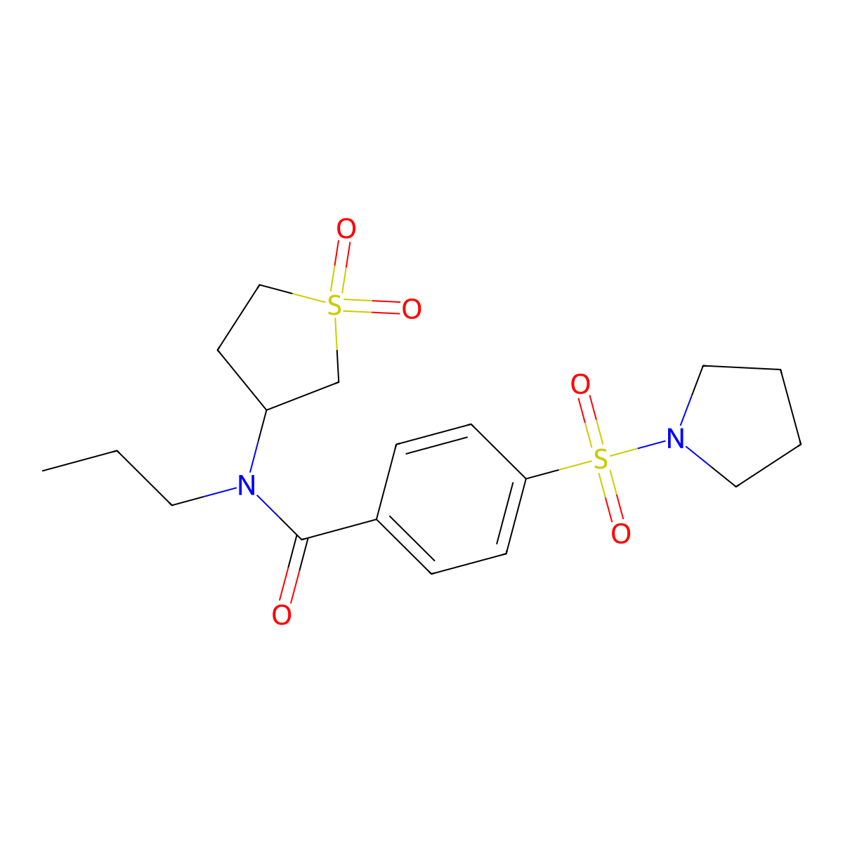 N-(1,1-Dioxidotetrahydrothiophen-3-yl)-N-propyl-4-(pyrrolidin-1-ylsulfonyl)benzamide molecular structure, CAS 796083-16-4
