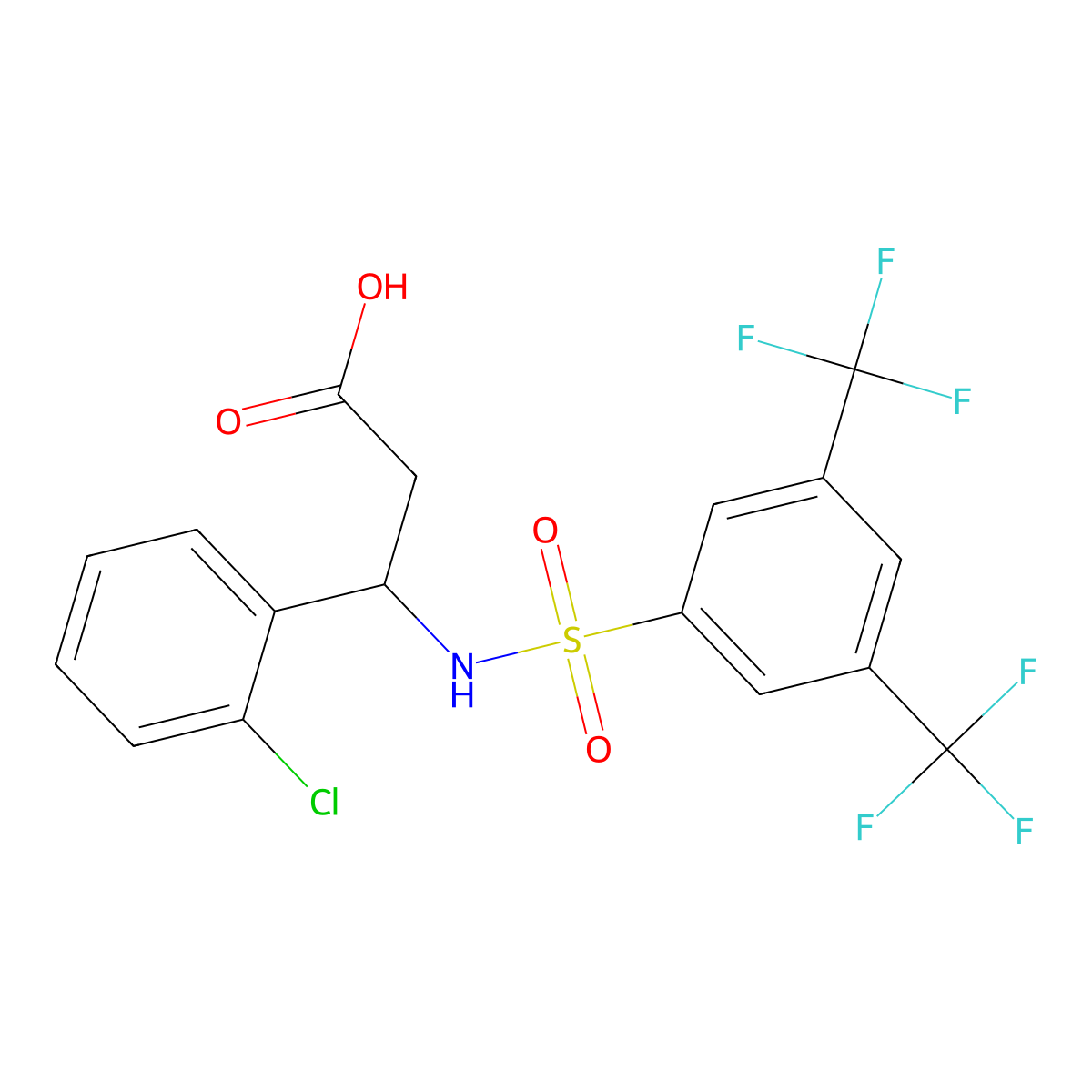 3-[3,5-Bis(trifluoromethyl)benzenesulfonamido]-3-(2-chlorophenyl)propanoic acid molecular structure, CAS 796083-75-5
