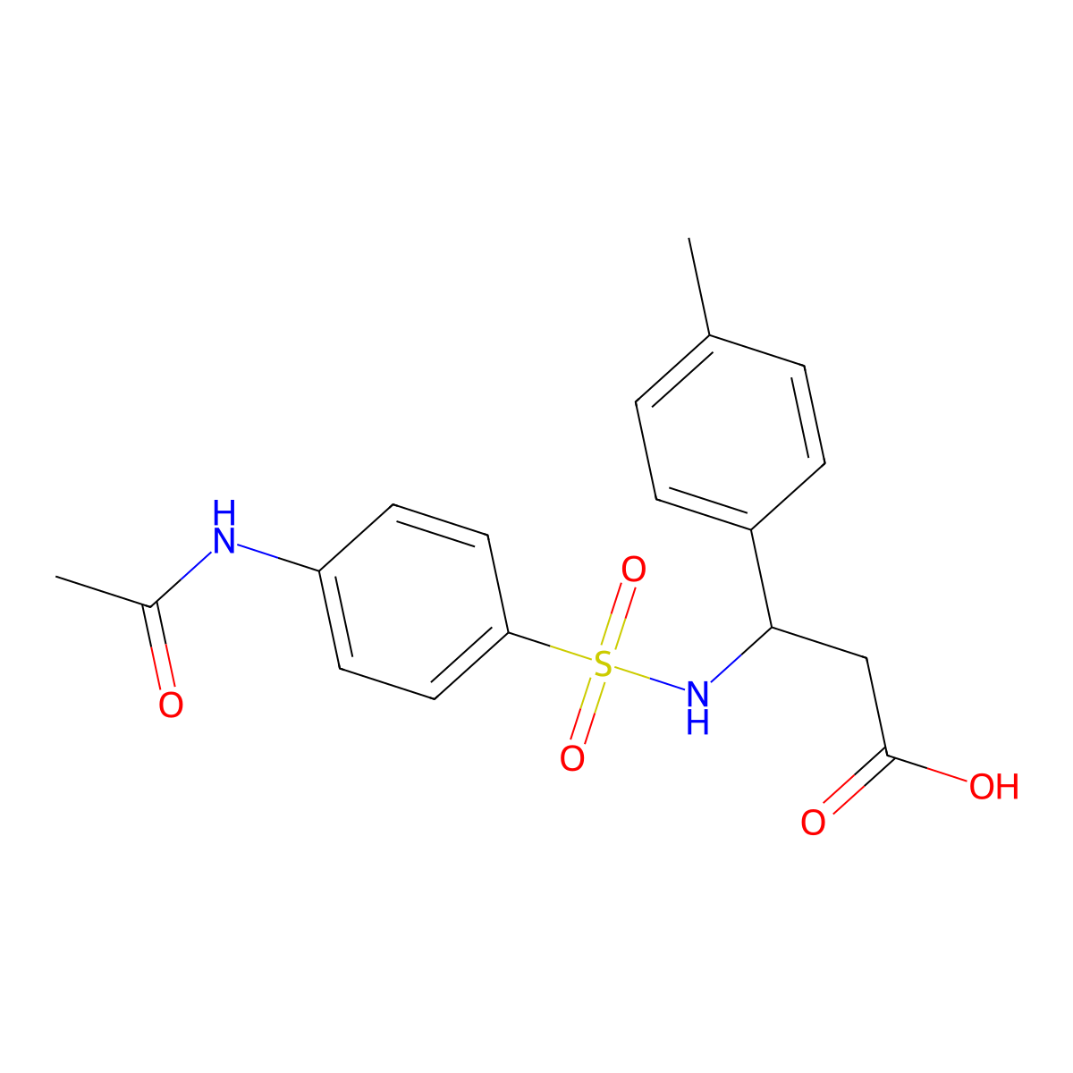 3-(4-Acetamidobenzenesulfonamido)-3-(4-methylphenyl)propanoic acid molecular structure, CAS 796084-48-5