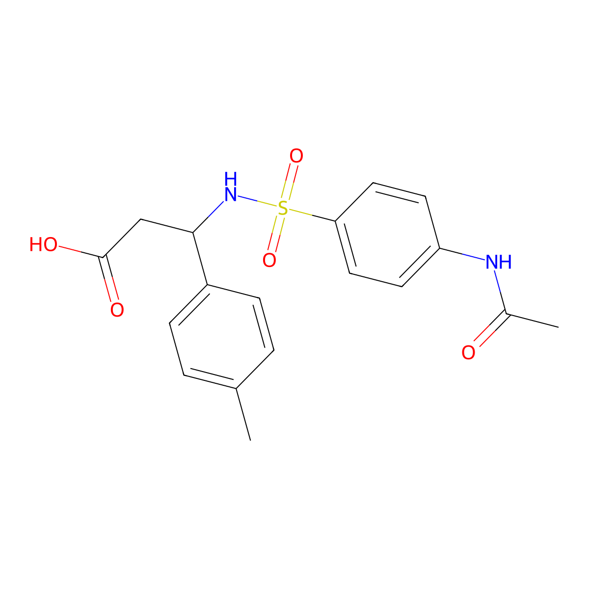 3-(4-Acetamidobenzenesulfonamido)-3-(4-methylphenyl)propanoic acid molecular structure, CAS 796084-48-5