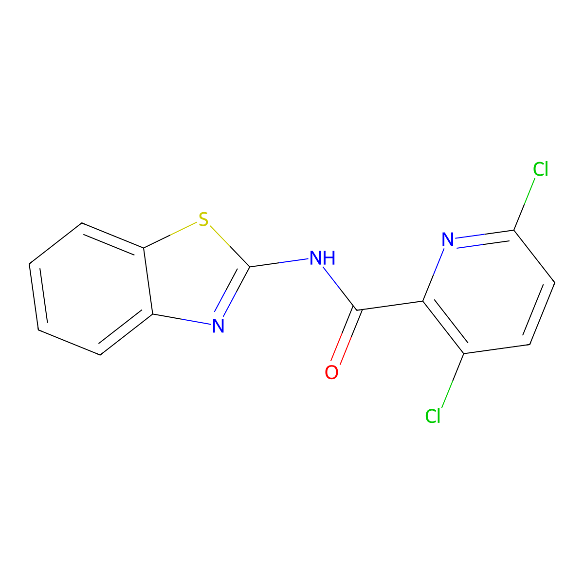 N-(1,3-benzothiazol-2-yl)-3,6-dichloropyridine-2-carboxamide molecular structure, CAS 796094-80-9