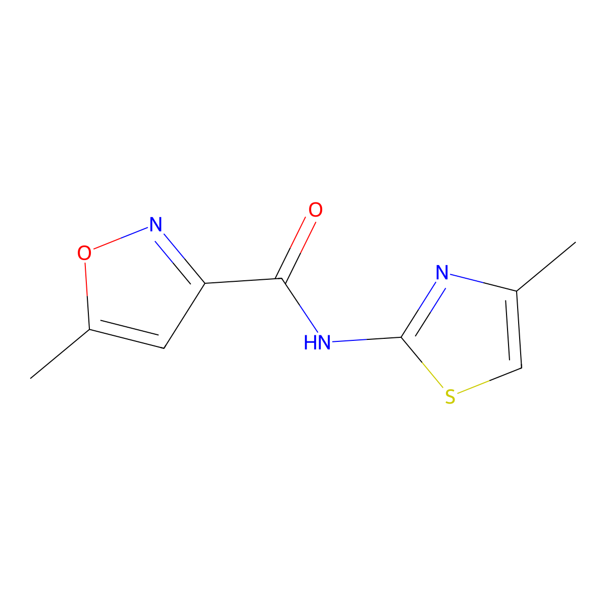 5-methyl-N-(4-methyl-1,3-thiazol-2-yl)-1,2-oxazole-3-carboxamide molecular structure, CAS 796098-39-0
