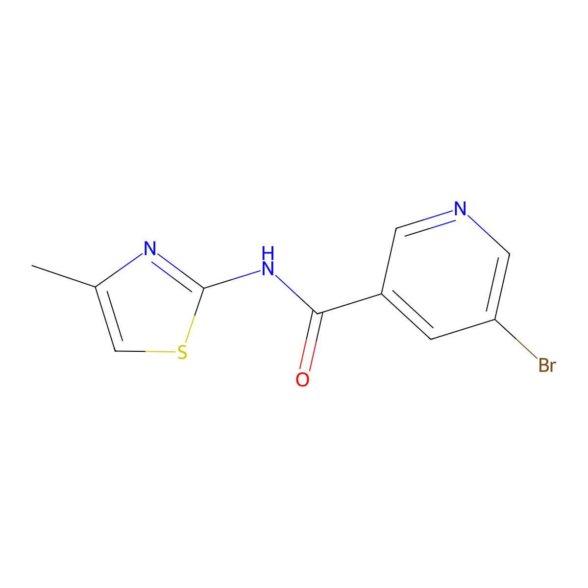 5-bromo-N-(4-methyl-1,3-thiazol-2-yl)pyridine-3-carboxamide molecular structure, CAS 796098-64-1