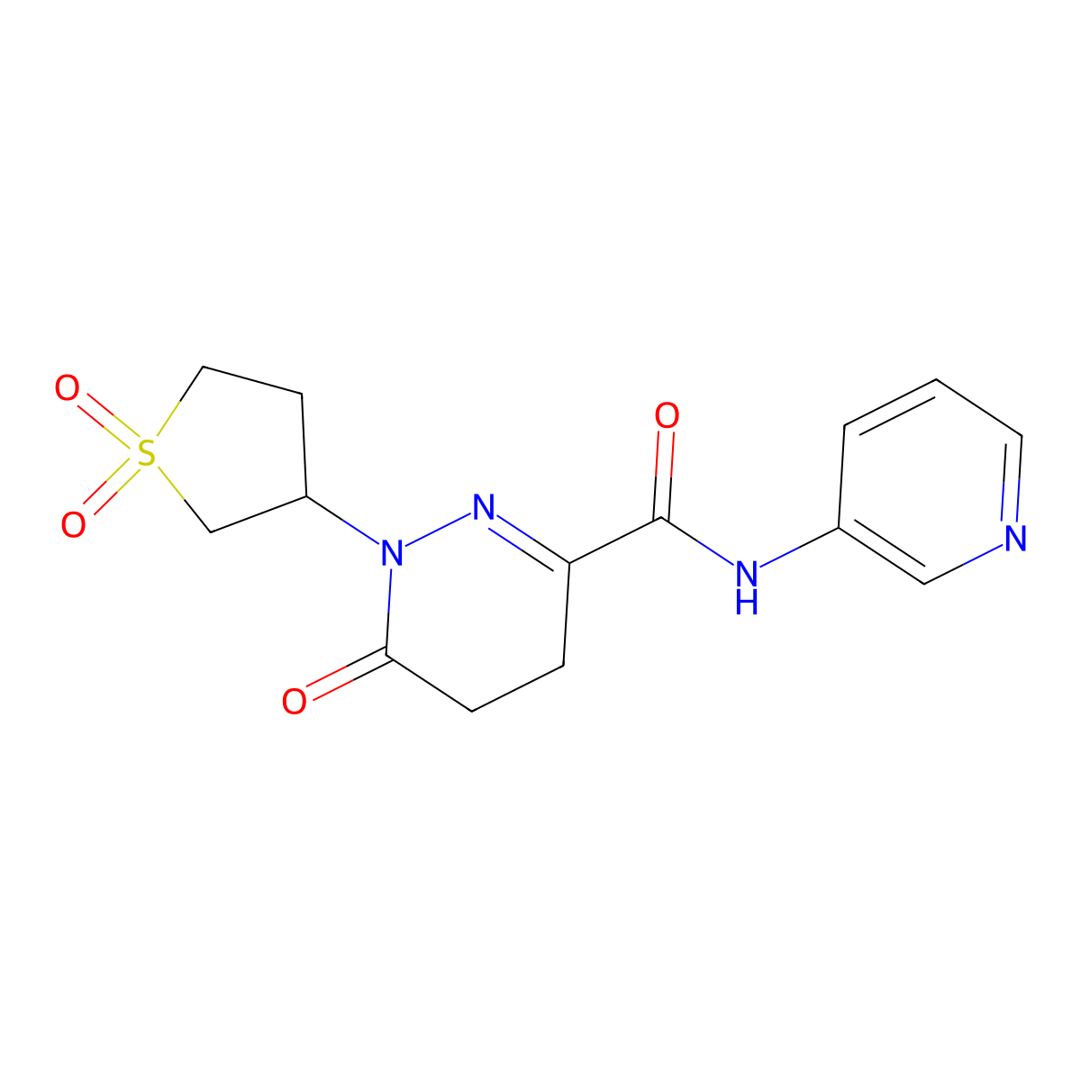 1-(1,1-dioxidotetrahydrothiophen-3-yl)-6-oxo-N-(pyridin-3-yl)-1,4,5,6-tetrahydropyridazine-3-carboxamide molecular structure, CAS 796099-31-5