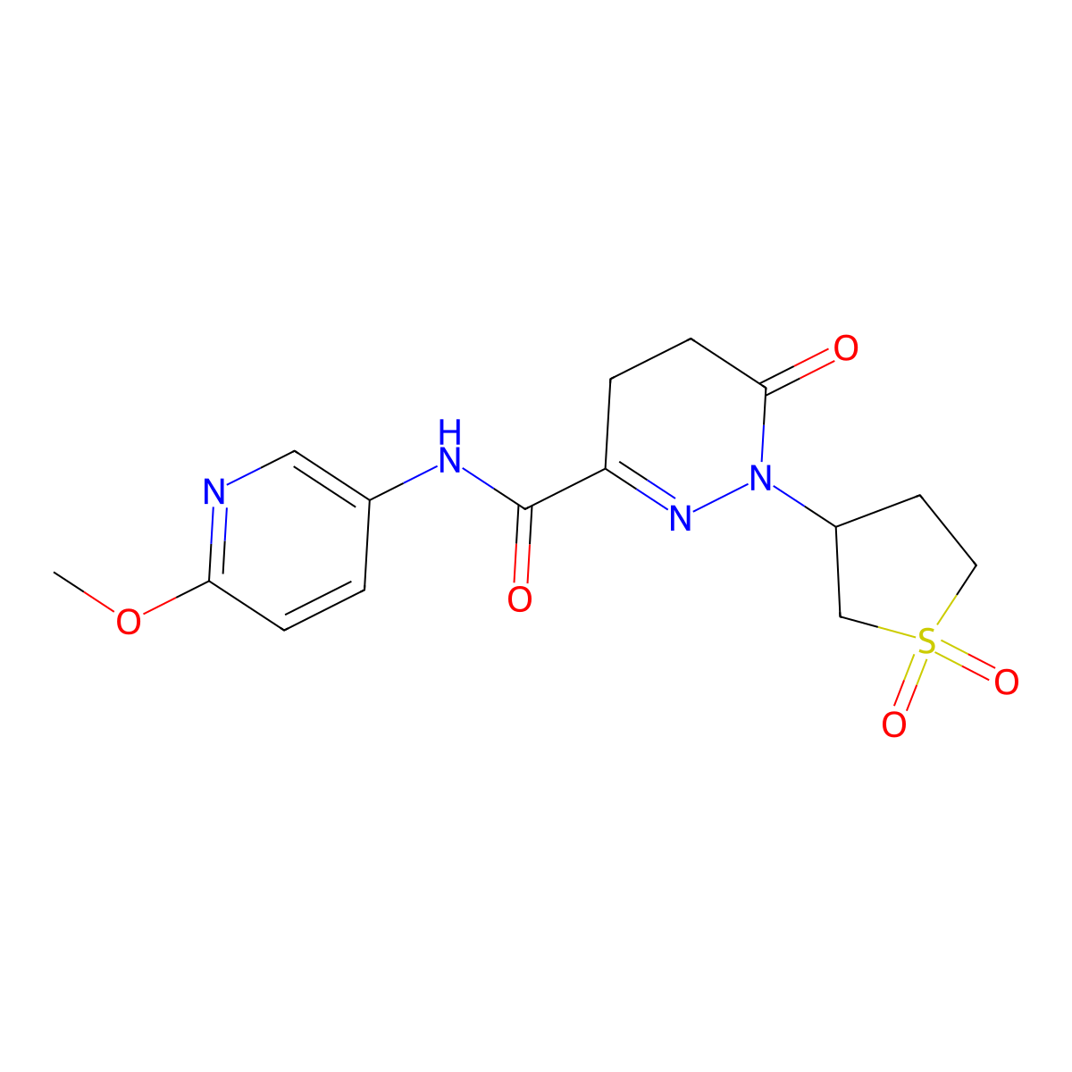 1-(1,1-dioxidotetrahydrothiophen-3-yl)-N-(6-methoxypyridin-3-yl)-6-oxo-1,4,5,6-tetrahydropyridazine-3-carboxamide molecular structure, CAS 796099-72-4