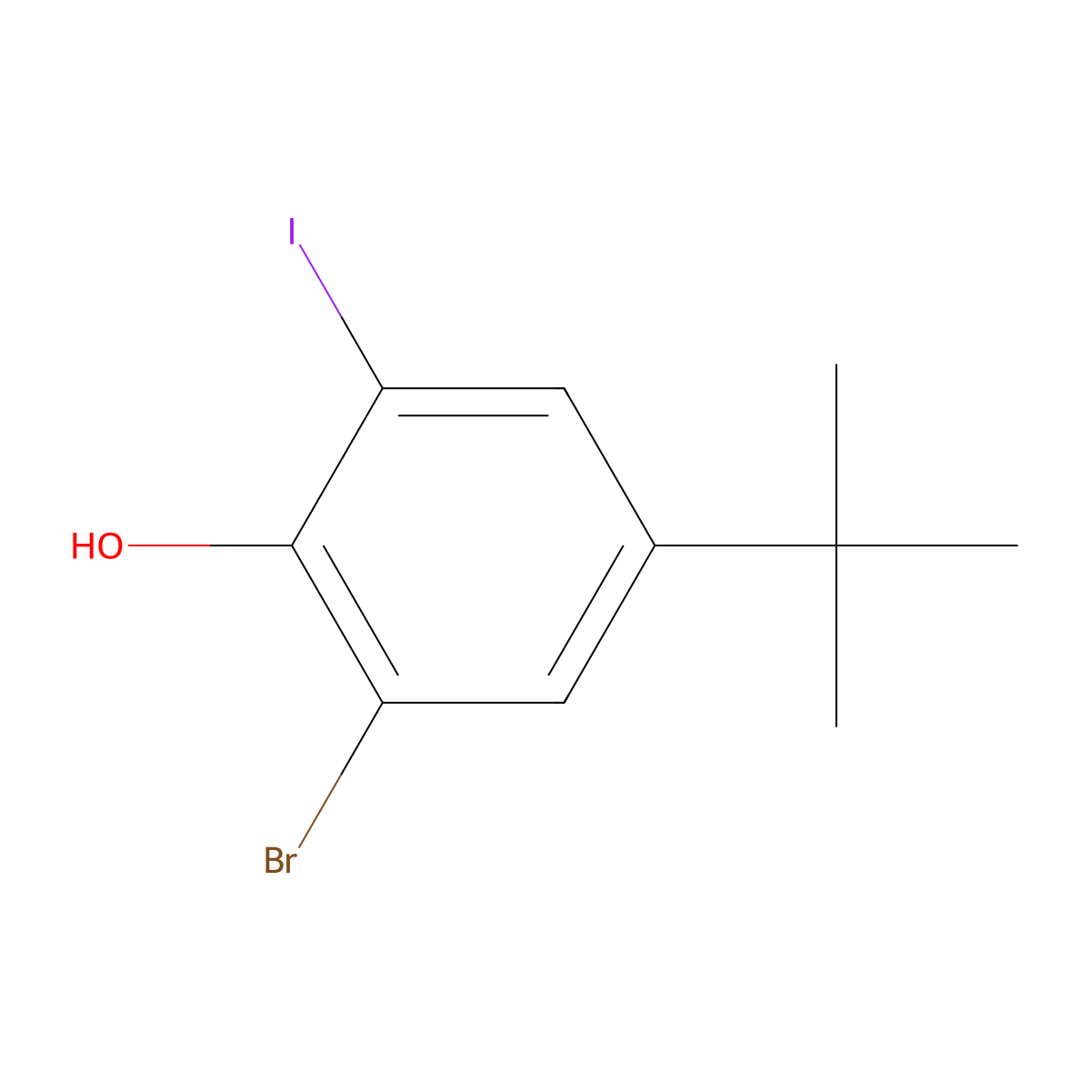 2-Bromo-4-(tert-butyl)-6-iodophenol molecular structure, CAS 79610-57-4
