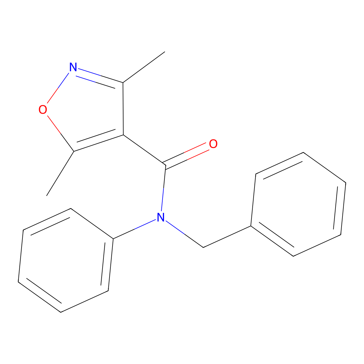 N-benzyl-3,5-dimethyl-N-phenyl-1,2-oxazole-4-carboxamide molecular structure, CAS 796100-52-2