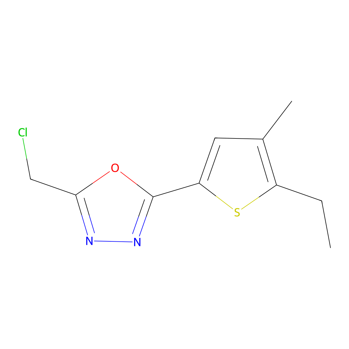 2-(Chloromethyl)-5-(5-ethyl-4-methylthiophen-2-yl)-1,3,4-oxadiazole molecular structure, CAS 796106-51-9