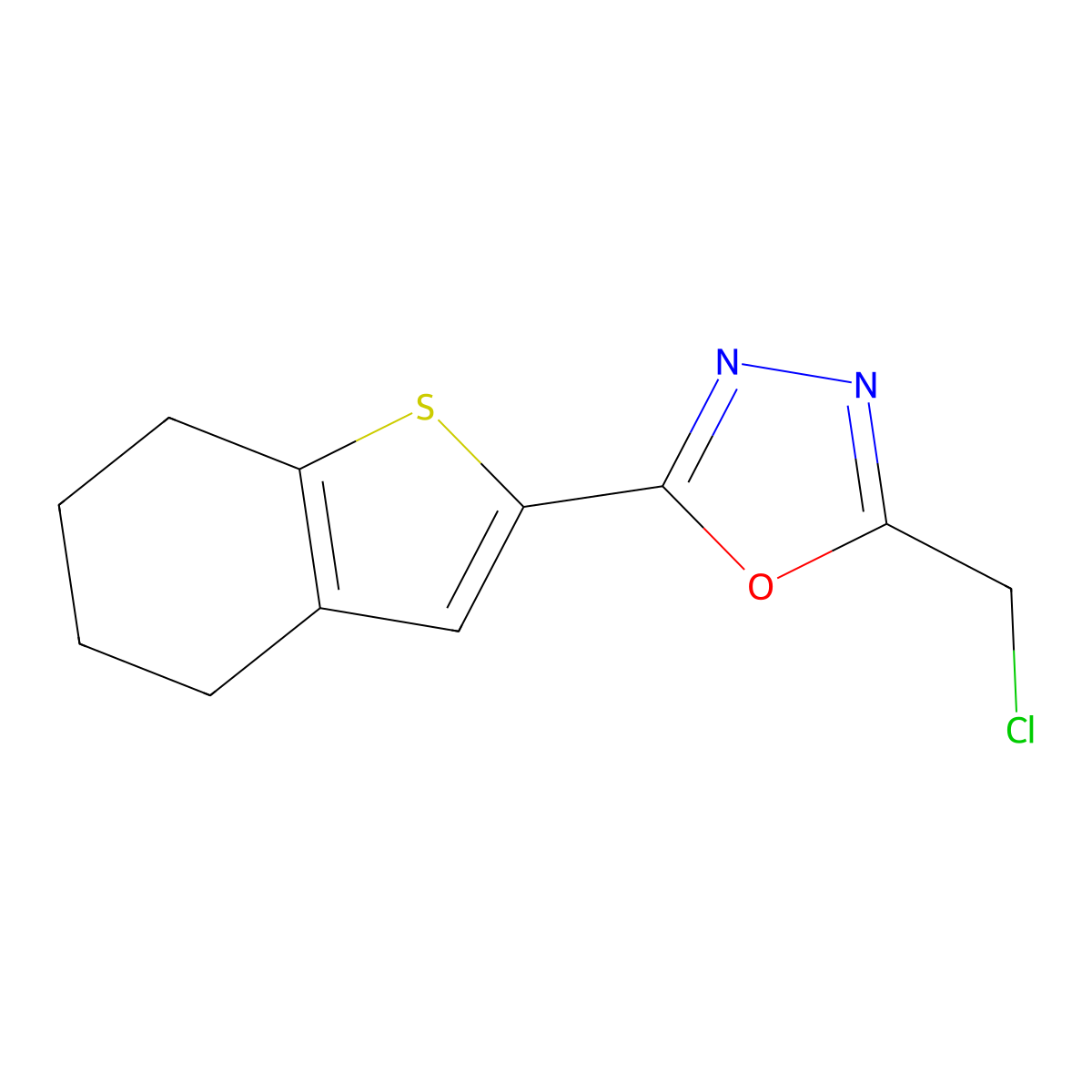 2-(Chloromethyl)-5-(4,5,6,7-tetrahydro-1-benzothiophen-2-yl)-1,3,4-oxadiazole molecular structure, CAS 796106-53-1