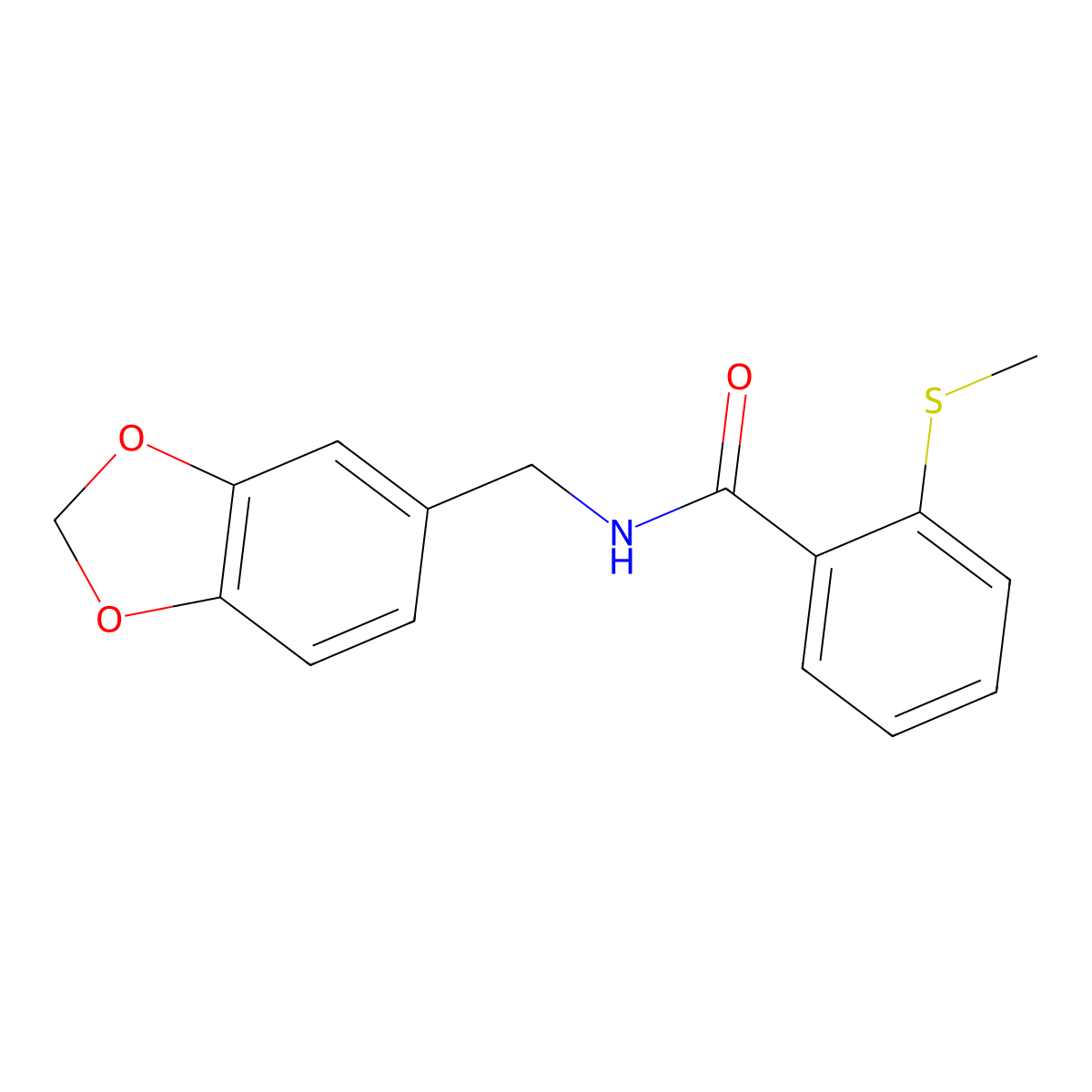 N-(1,3-benzodioxol-5-ylmethyl)-2-methylsulfanylbenzamide molecular structure, CAS 796109-98-3