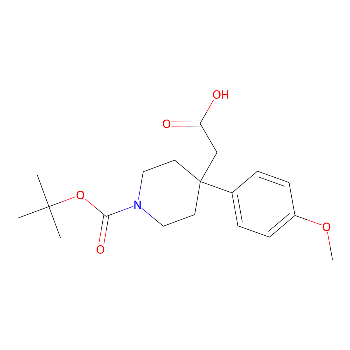 2-[1-(tert-Butoxycarbonyl)-4-(4-methoxyphenyl)piperidin-4-yl]acetic acid molecular structure, CAS 796112-42-0