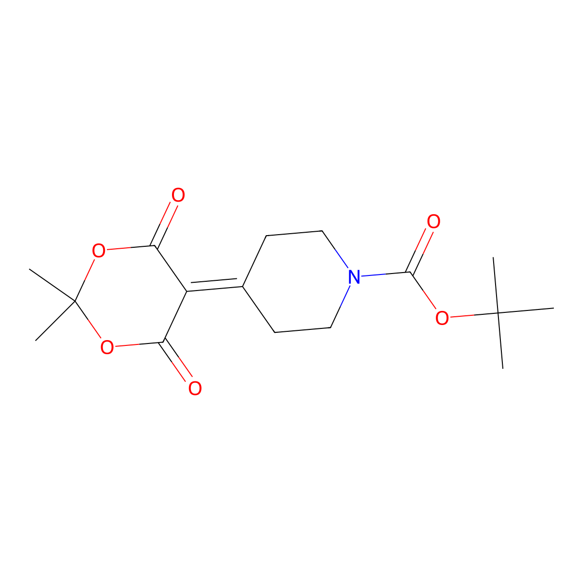 Tert-butyl 4-(2,2-dimethyl-4,6-dioxo-1,3-dioxan-5-ylidene)piperidine-1-carboxylate molecular structure, CAS 796113-35-4