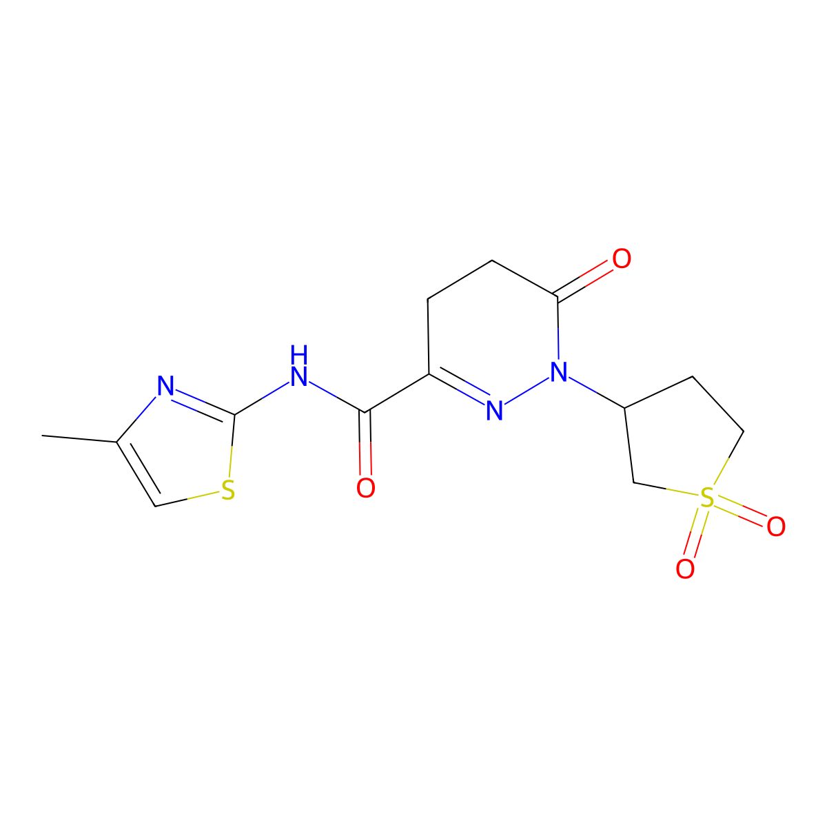 1-(1,1-dioxidotetrahydrothiophen-3-yl)-N-[(2Z)-4-methyl-1,3-thiazol-2(3H)-ylidene]-6-oxo-1,4,5,6-tetrahydropyridazine-3-carboxamide molecular structure, CAS 796116-18-2