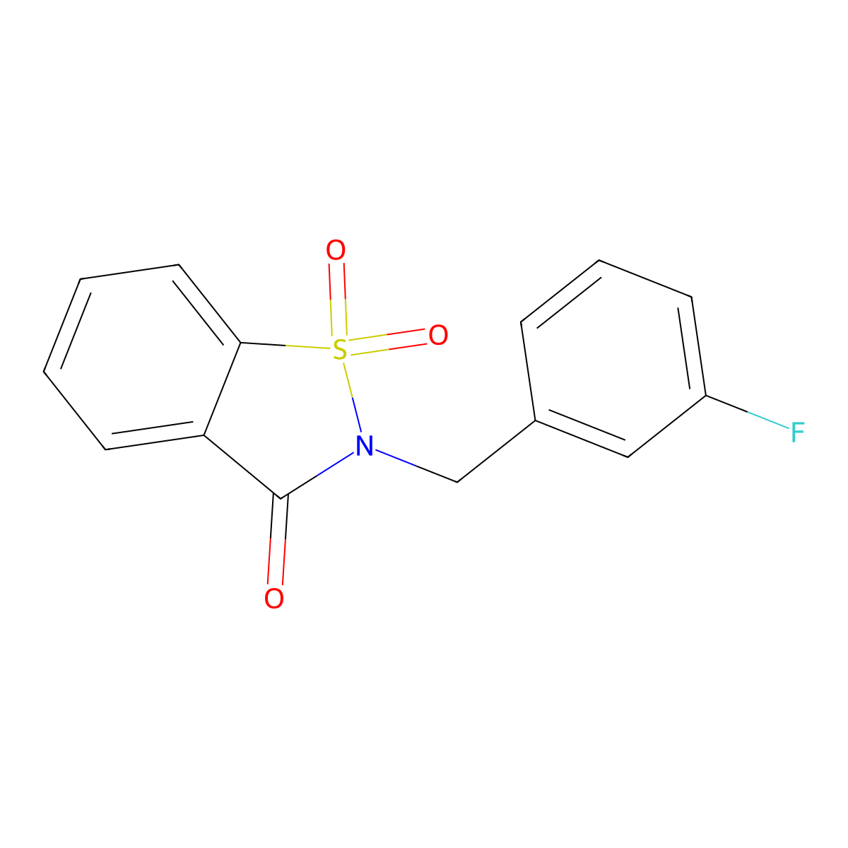 2-[(3-Fluorophenyl)methyl]-2,3-dihydro-1lambda6,2-benzothiazole-1,1,3-trione molecular structure, CAS 796126-67-5