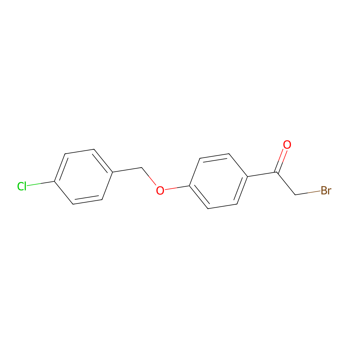 2-Bromo-1-{4-[(4-chlorophenyl)methoxy]phenyl}ethan-1-one molecular structure, CAS 79615-84-2