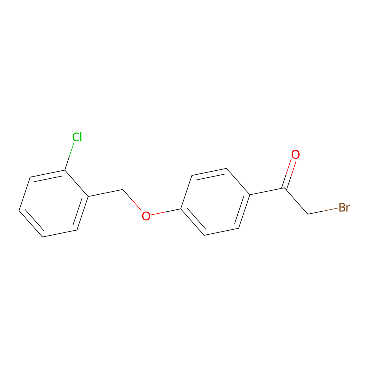 2-Bromo-1-{4-[(2-chlorophenyl)methoxy]phenyl}ethan-1-one molecular structure, CAS 79615-92-2