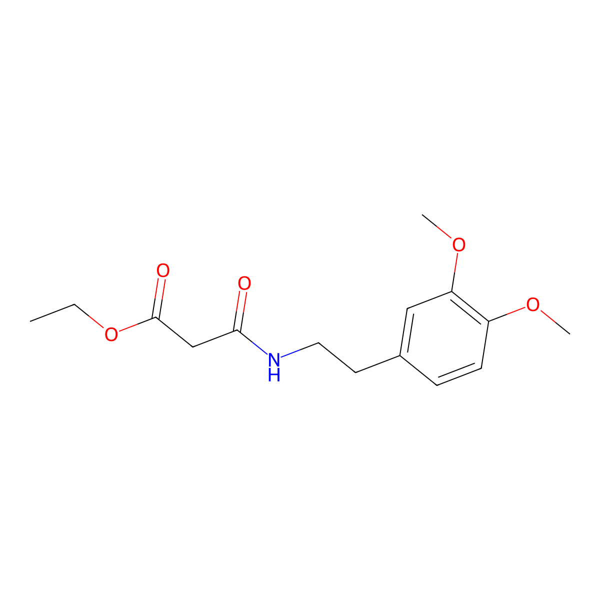 Ethyl 3-[2-(3,4-dimethoxyphenyl)ethylamino]-3-oxo-propanoate molecular structure, CAS 79641-41-1