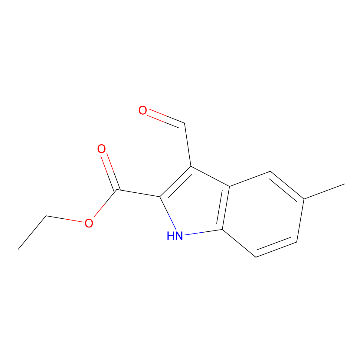 ethyl 3-formyl-5-methyl-1H-indole-2-carboxylate molecular structure, CAS 79652-35-0