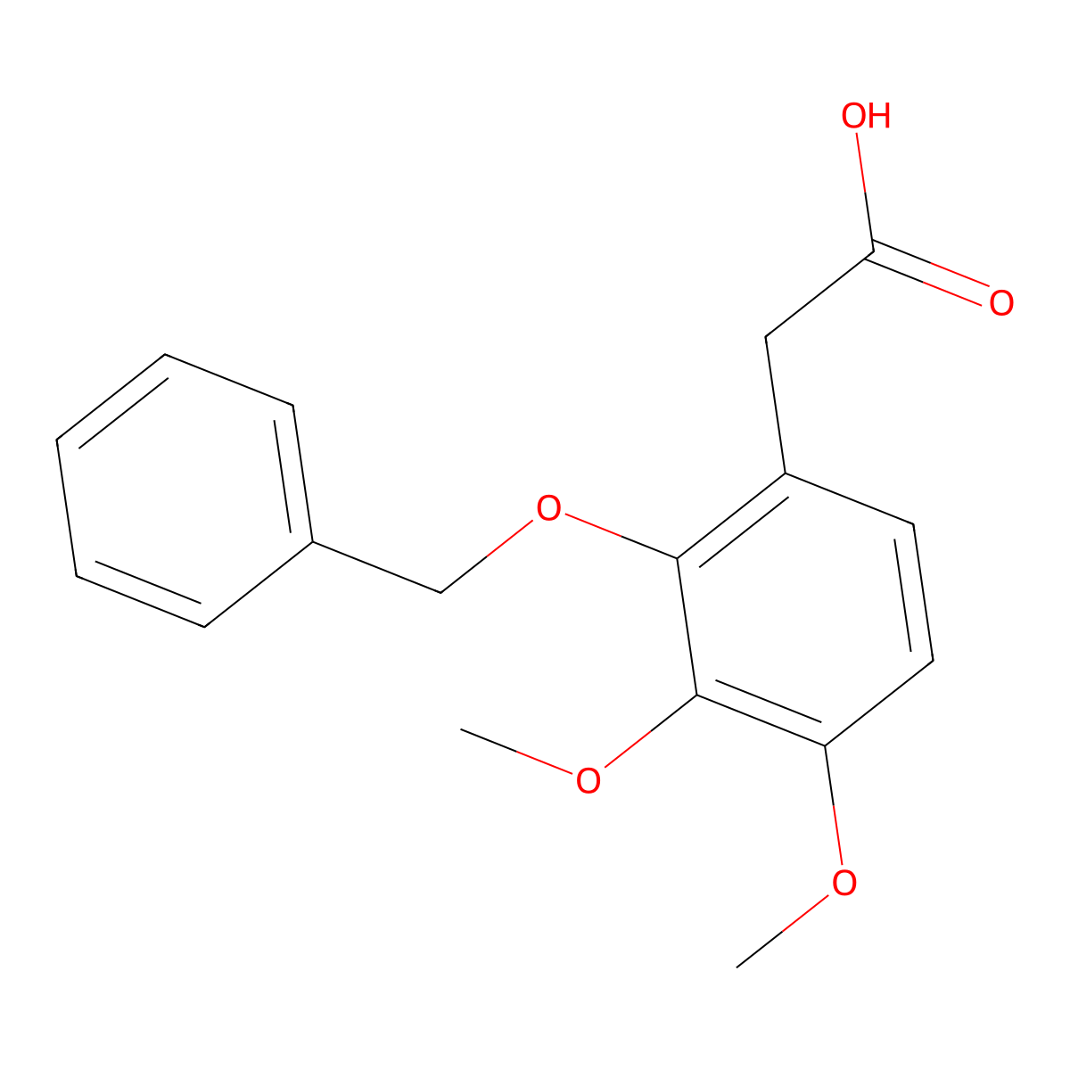Benzeneacetic acid, 3,4-dimethoxy-2-(phenylmethoxy)- molecular structure, CAS 79659-43-1