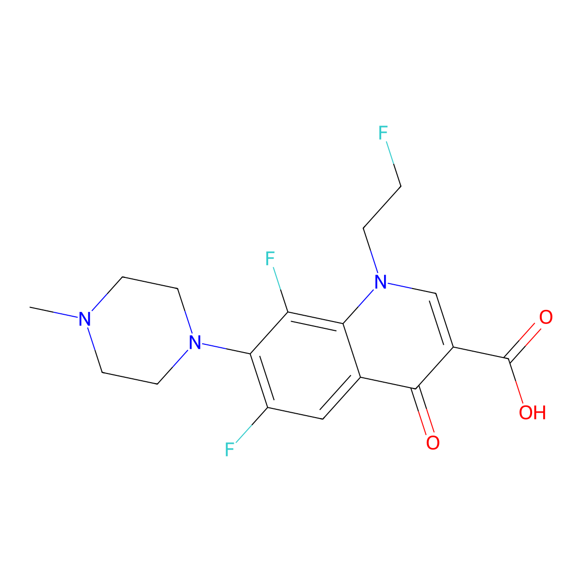 Fleroxacin molecular structure, CAS 79660-72-3