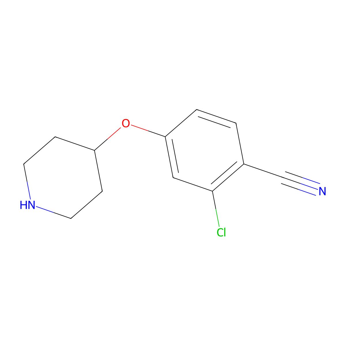 2-Chloro-4-(4-piperidinyloxy)benzonitrile molecular structure, CAS 796600-10-7