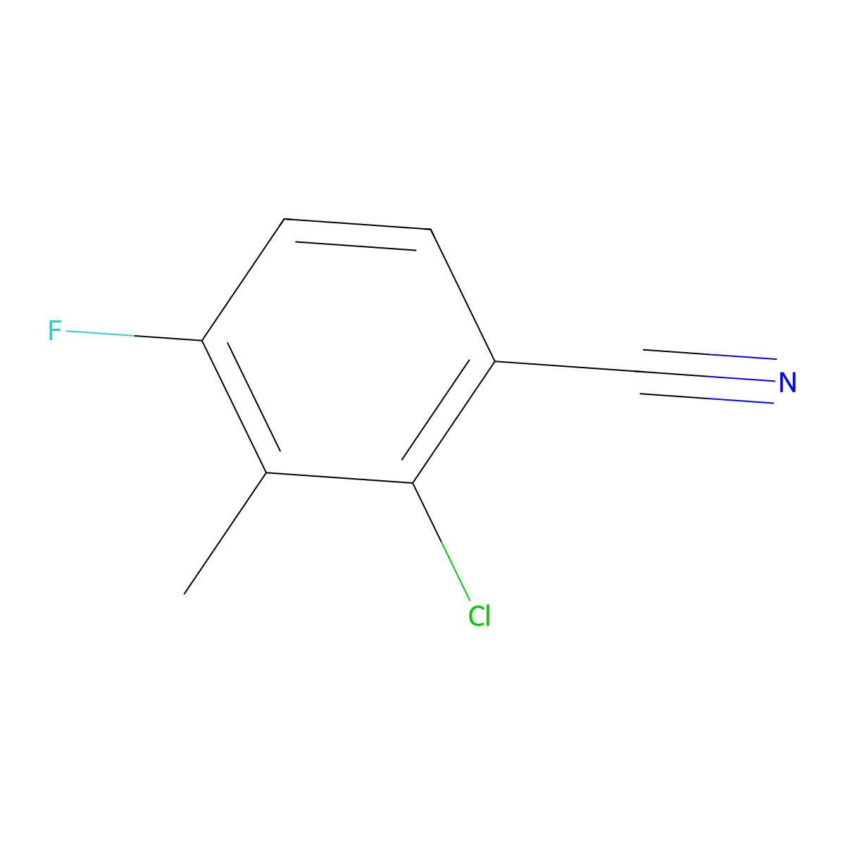 2-Chloro-4-fluoro-3-methylbenzonitrile molecular structure, CAS 796600-15-2