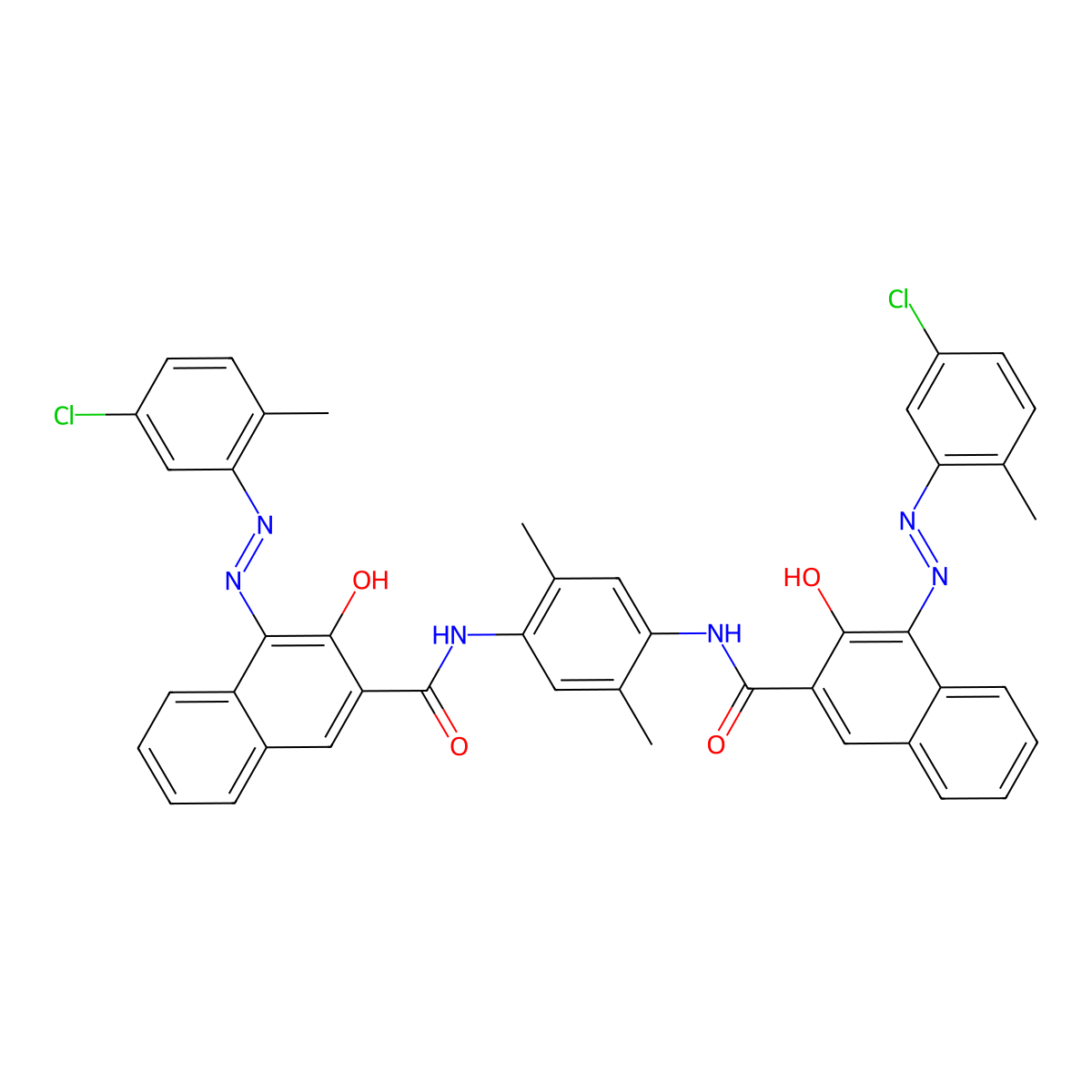 2-Naphthalenecarboxamide, N,N'-(2,5-dimethyl-1,4-phenylene)bis[4-[2-(5-chloro-2-methylphenyl)diazenyl]-3-hydroxy- molecular structure, CAS 79665-24-0