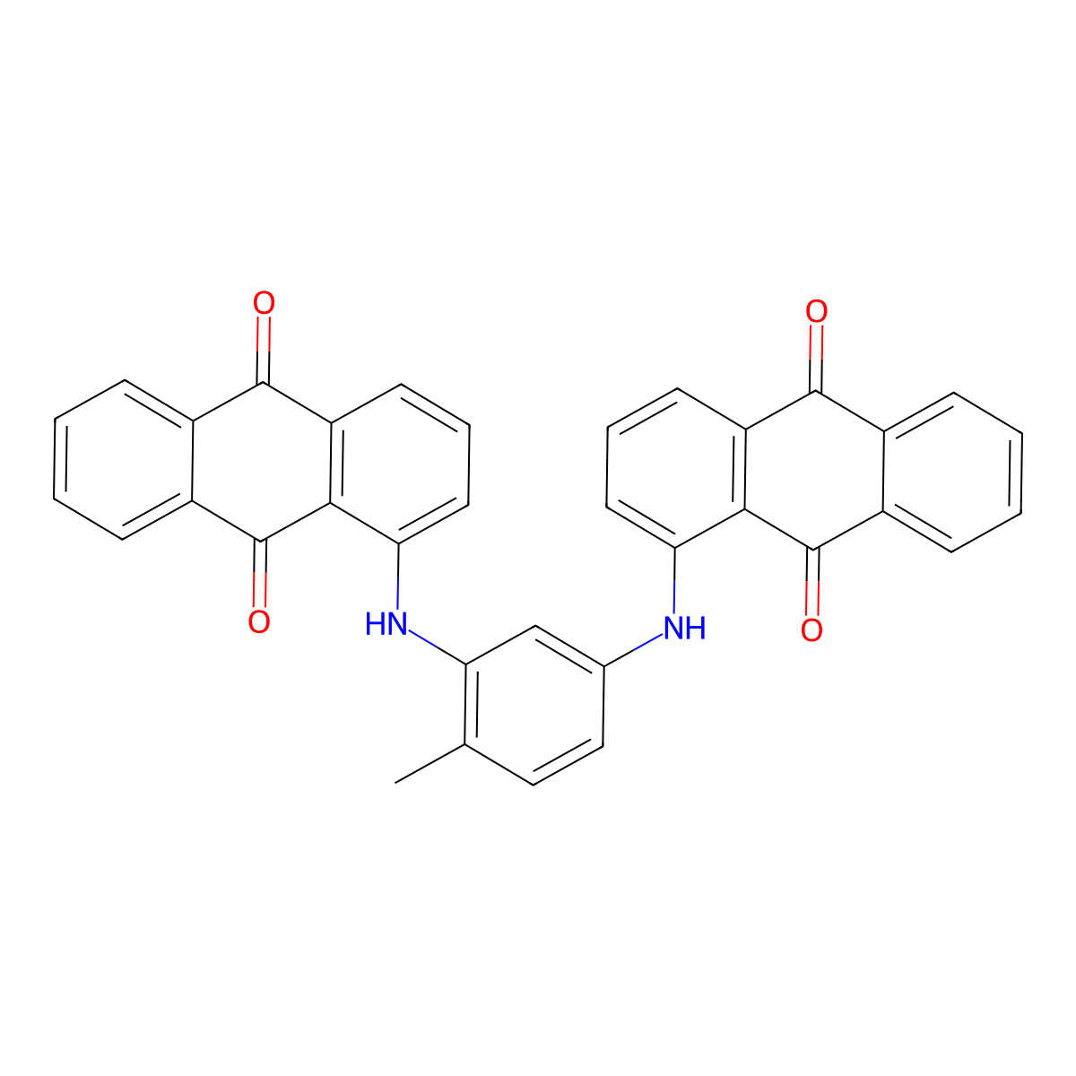 9,10-Anthracenedione, 1,1'-[(4-methyl-1,3-phenylene)diimino]bis- molecular structure, CAS 79665-35-3