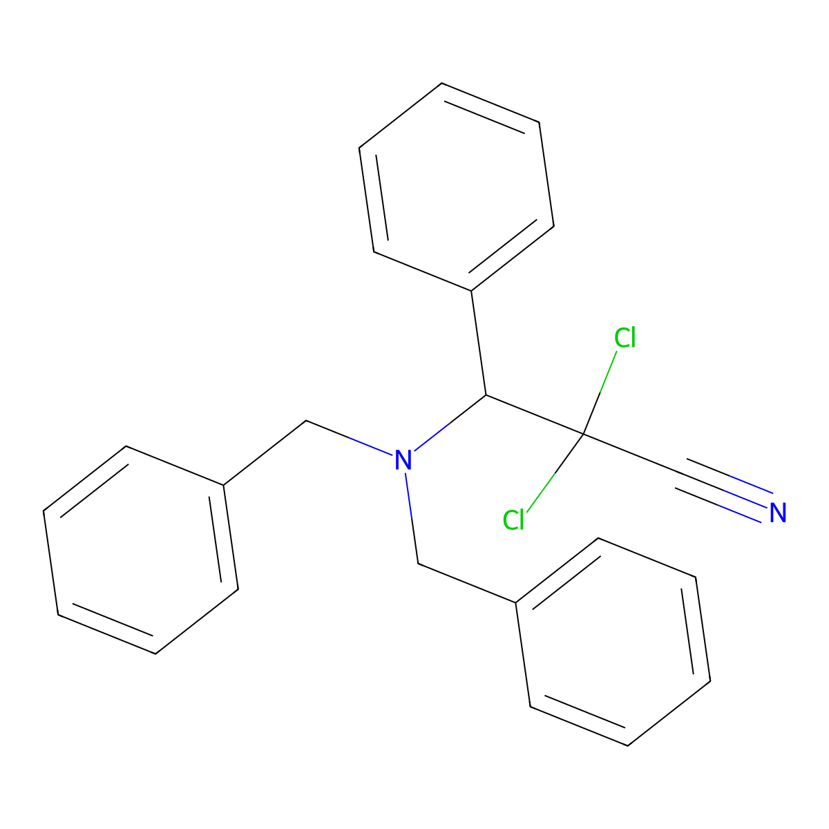 2,2-Dichloro-3-dibenzylamino-3-phenyl-propionitrile molecular structure, CAS 79676-05-4