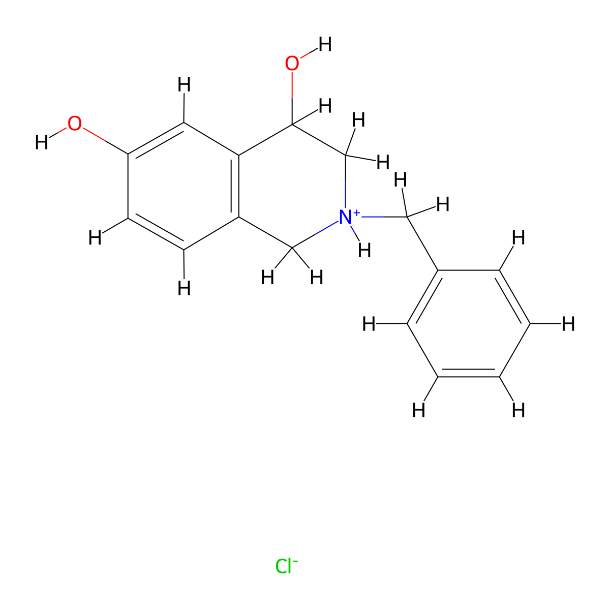 2-Benzyl-1,2,3,4-tetrahydroisoquinoline-4,6-diol--hydrogen chloride (1/1) molecular structure, CAS 79677-15-9