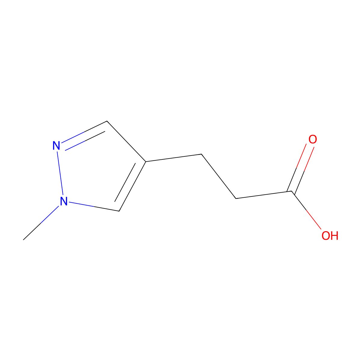 3-(1-methyl-1H-pyrazol-4-yl)propanoic acid molecular structure, CAS 796845-56-2