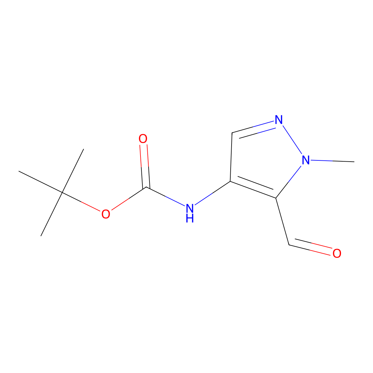 1,1-Dimethylethyl N-(5-formyl-1-methyl-1H-pyrazol-4-yl)carbamate molecular structure, CAS 796845-65-3