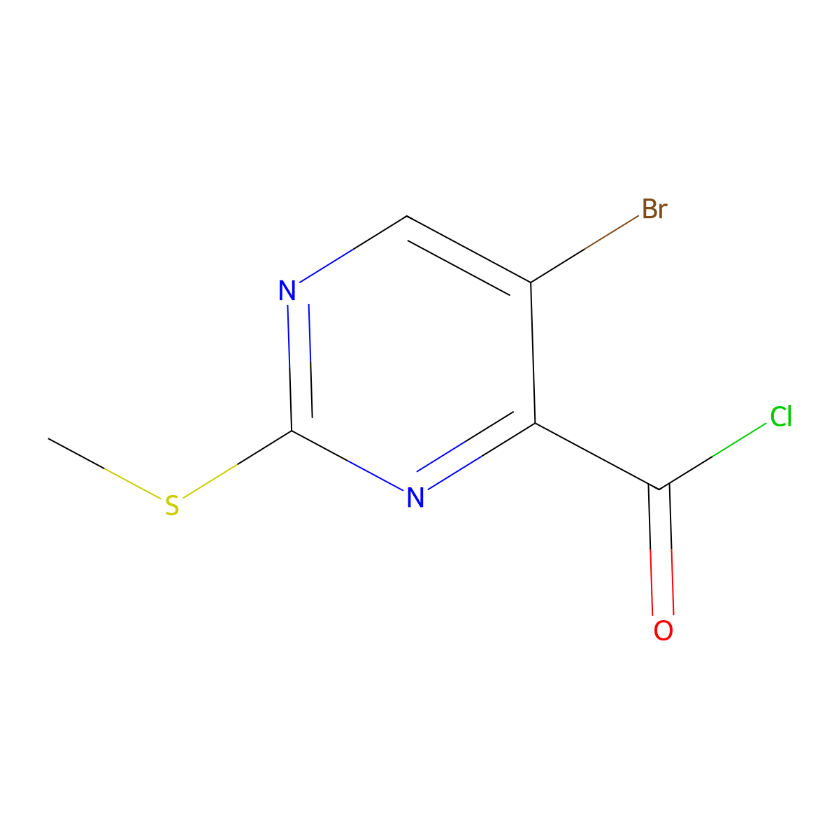 4-Pyrimidinecarbonyl chloride, 5-bromo-2-(methylthio)- molecular structure, CAS 79686-05-8