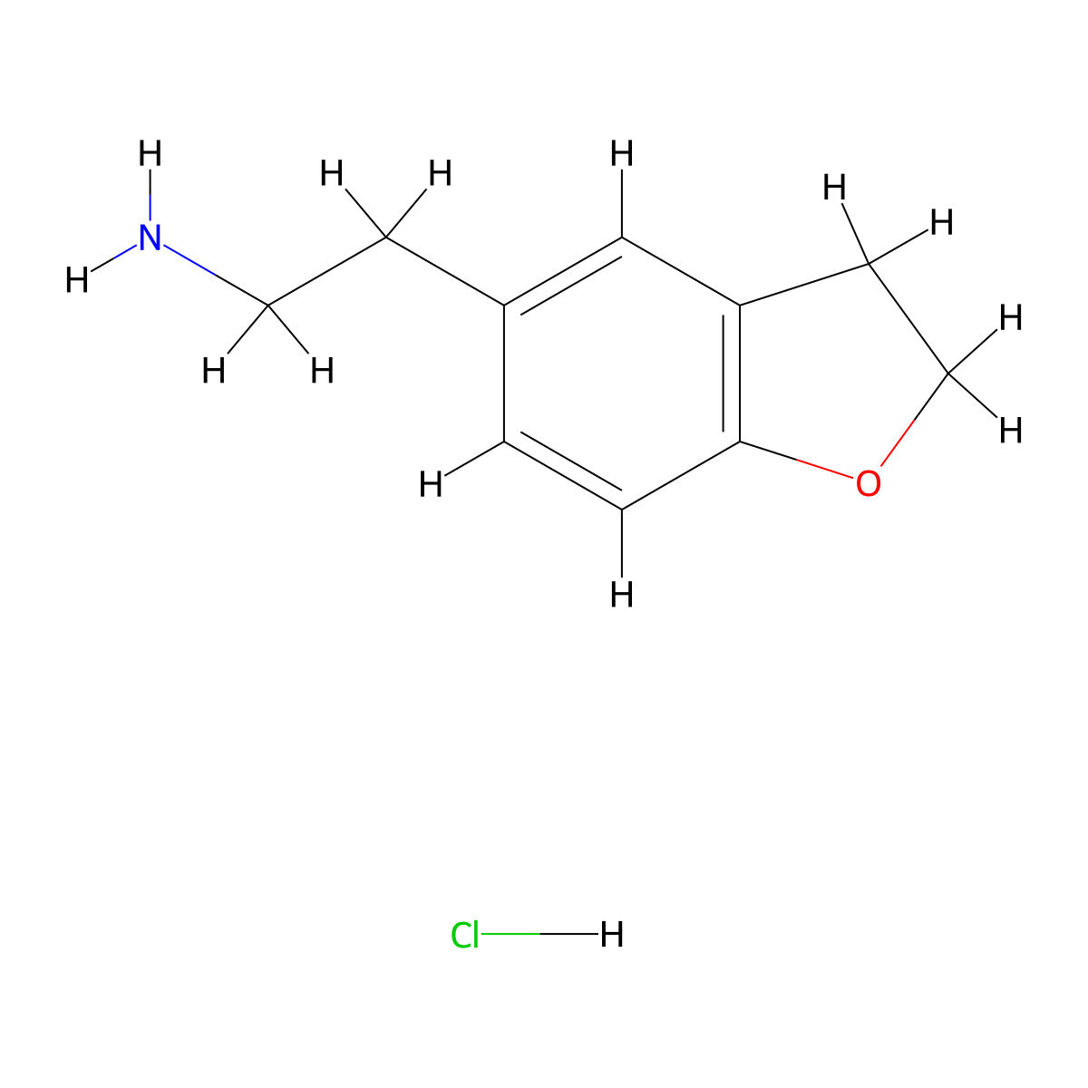 2-(2,3-Dihydro-1-benzofuran-5-yl)ethan-1-amine hydrochloride molecular structure, CAS 796869-33-5