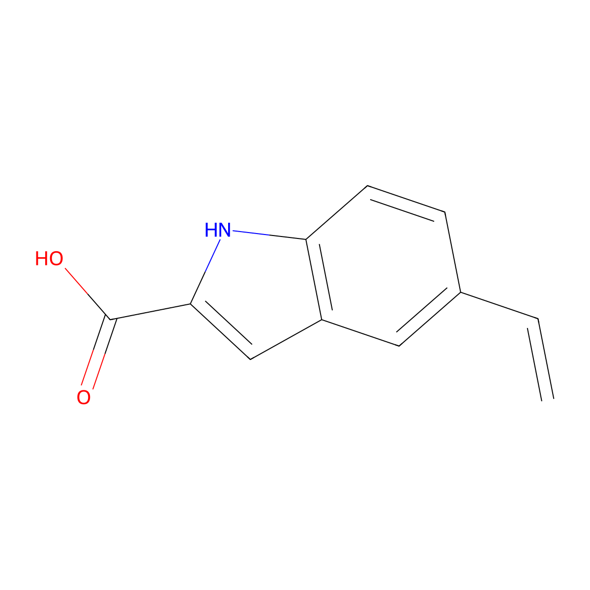 5-ethenyl-1H-indole-2-carboxylic acid molecular structure, CAS 796870-38-7