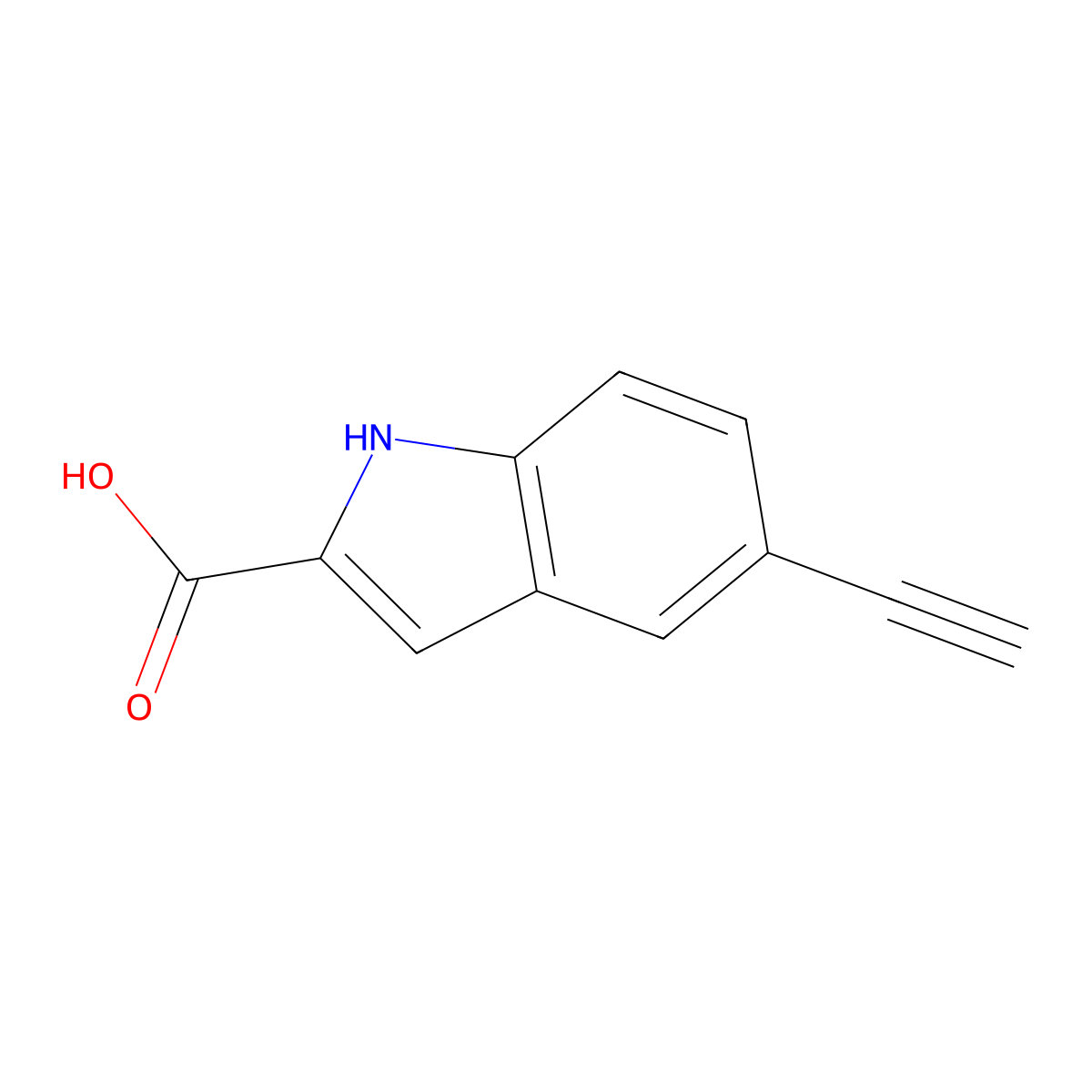 5-ethynyl-1H-indole-2-carboxylic acid molecular structure, CAS 796870-42-3