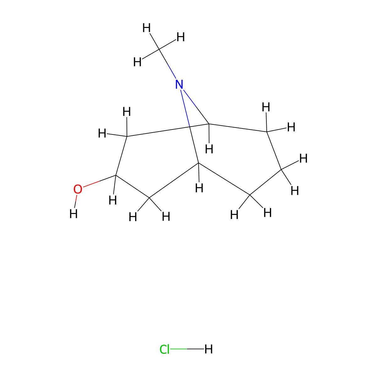 9-Methyl-9-azabicyclo[3.3.1]nonan-3-ol hydrochloride molecular structure, CAS 796873-58-0