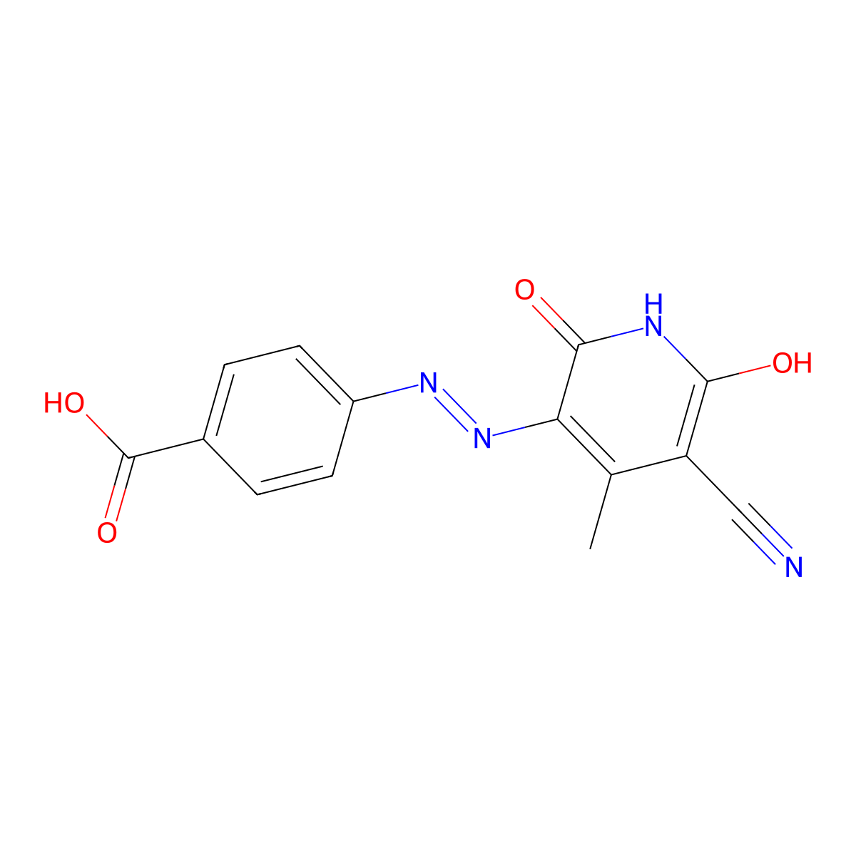 4-[(2E)-2-(5-cyano-4-methyl-2,6-dioxopyridin-3-ylidene)hydrazinyl]benzoic acid molecular structure, CAS 796874-80-1