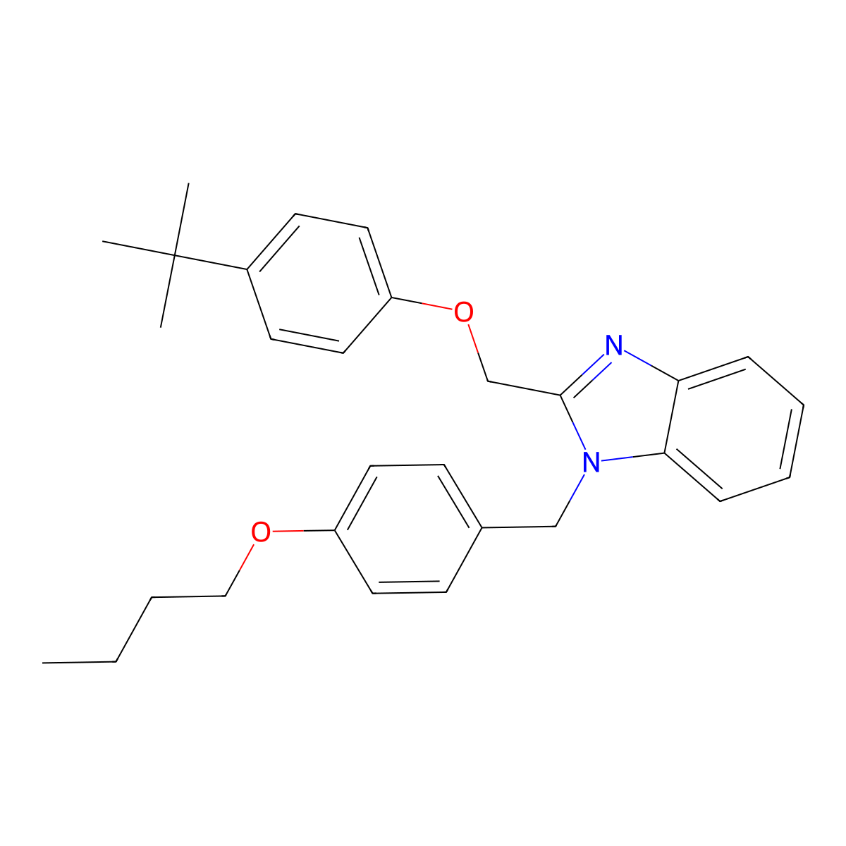 1-(4-butoxybenzyl)-2-((4-(tert-butyl)phenoxy)methyl)-1H-benzo[d]imidazole molecular structure, CAS 796876-95-4
